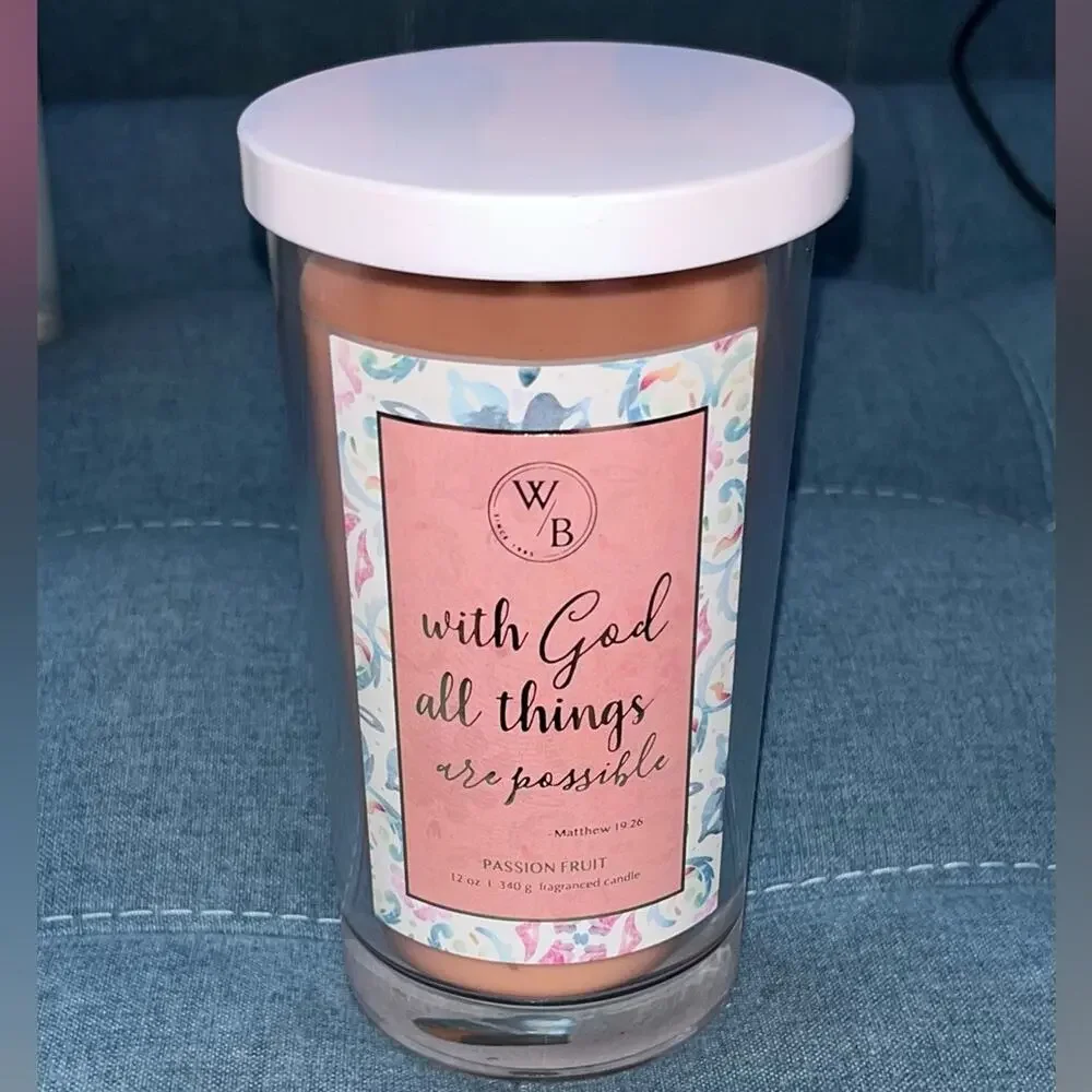 NEW! Western Brook Passion Fruit Candle 12 oz “with God all things are possible”